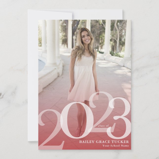 Bold GRAD 2023 Overlay Red Graduation Announcement (Front)