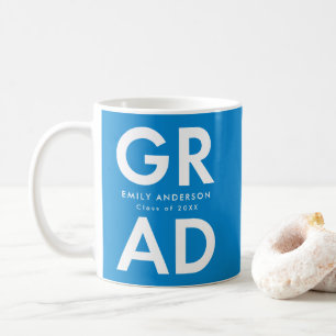 Bold Grad Blue Photo Graduation Coffee Mug