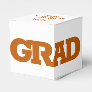 Bold GRAD Burnt Orange on White Graduation Party Favour Box