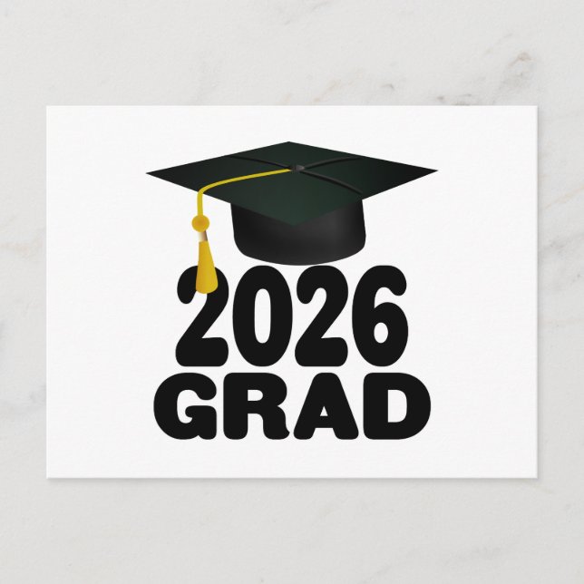 Bold Grad Cap Class of 2026 Graduation Postcard (Front)