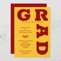 Bold GRAD Cardinal Red Gold Graduation