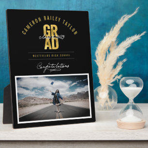 Bold GRAD Class Of 2024 Photo Graduation Party Plaque