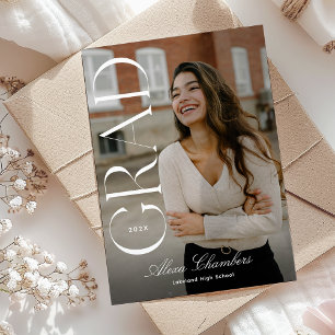 Bold Grad Full Photo Graduation Invitation