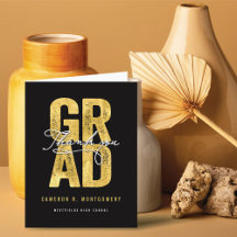 Bold GRAD Gold Grunge Typography Photo Graduation