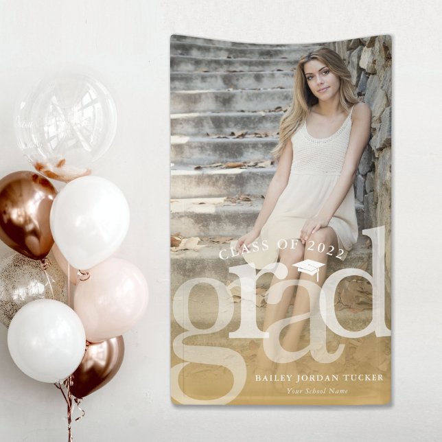 Bold GRAD Gold Ombre Overlay Photo Graduation Banner (Creator Uploaded)