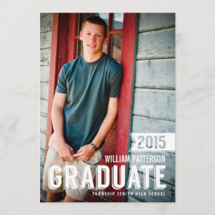 Bold Grad Guy Photo Graduation Party Invitation
