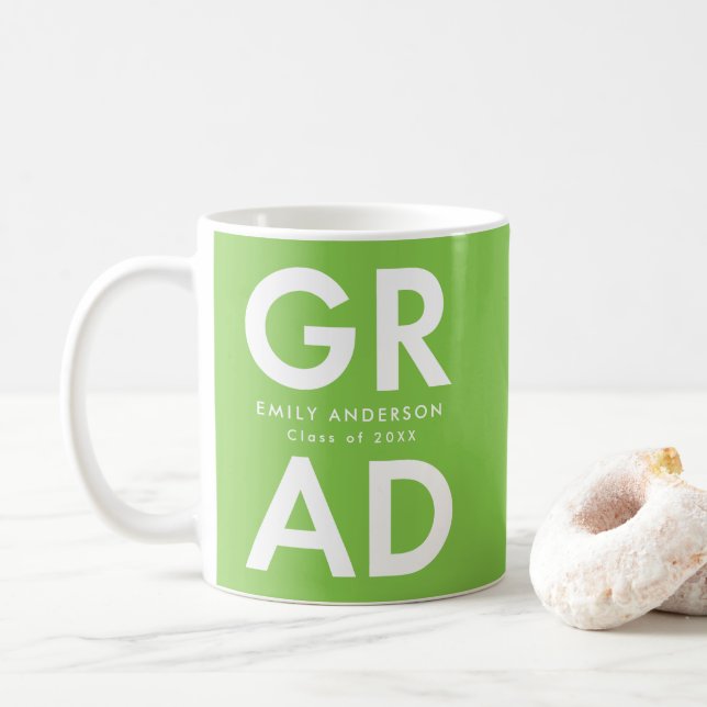 Bold Grad Lime Green Graduation Coffee Mug (With Donut)