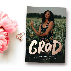 Bold grad modern gold one photo graduation