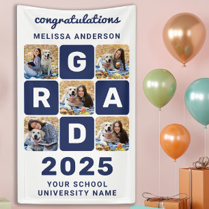 Bold Grad Personalised 5 Photo Collage Graduation Banner