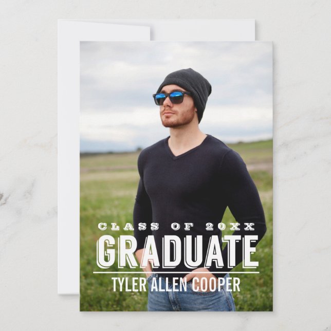 BOLD GRAD Photo Graduation Party Announcement (Front)