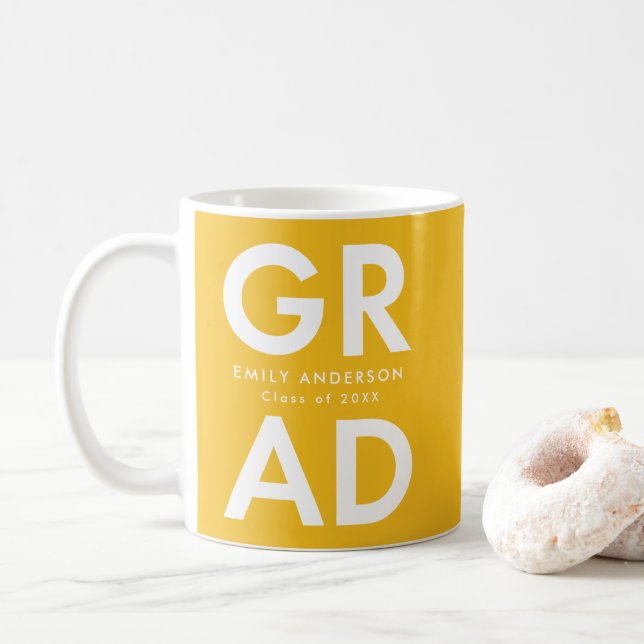 Bold Grad Yellow Graduation Coffee Mug (With Donut)