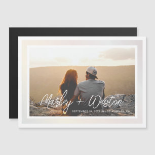Bold Gradient Border Photo Save the Date Magnetic Invitation
