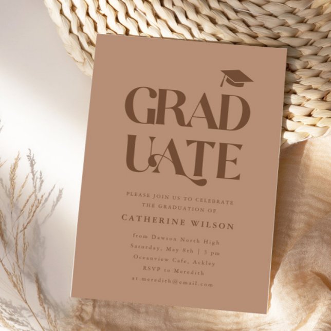 Bold Graduate Graduation Party Photo Terracotta Invitation (Creator Uploaded)