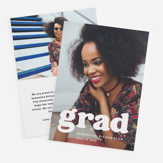 Bold Graduate | Modern Two Photo 2023 Graduation Invitation (Creator Uploaded)