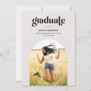 Bold Graduate Neutral Grey Photo Graduation Party Invitation