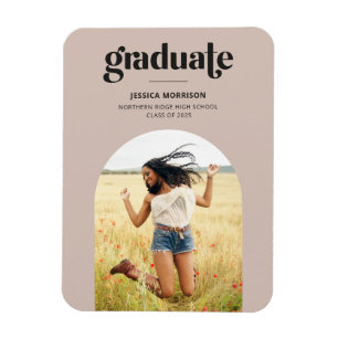 Bold Graduate Pink & Black Graduation Announcement Magnet