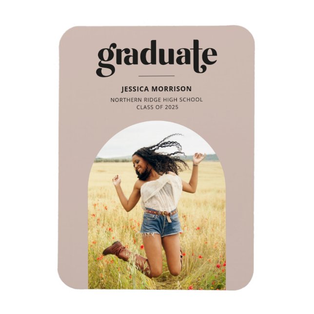 Bold Graduate Pink & Black Graduation Announcement Magnet (Vertical)