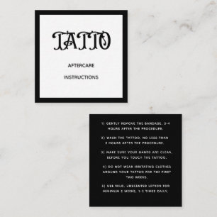 Bold Graffiti Pattern Tattoo Aftercare Instruction Square Business Card