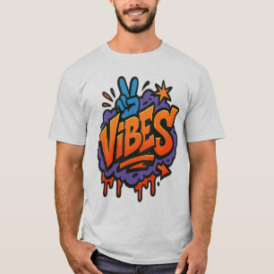 Bold Graffiti "Vibes" Street Art  T-Shirt