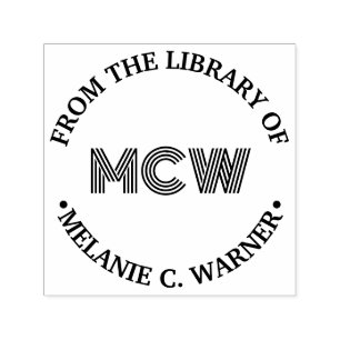 Bold Graphic 3 Initial Library Book Name Self-inking Stamp