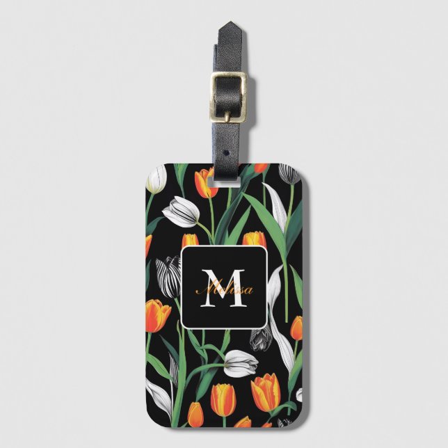 Bold Graphic Artistic Tulips  Luggage Tag (Front Vertical)