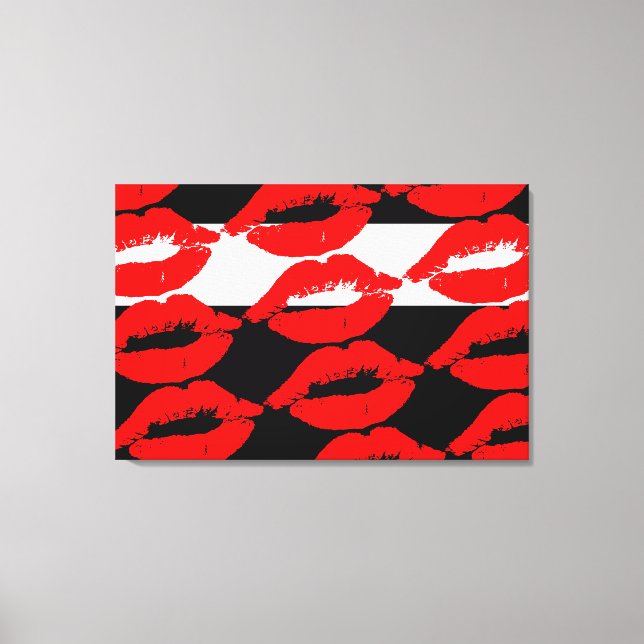 Bold Graphic Mouth Kiss Red Lip Print Black White (Front)