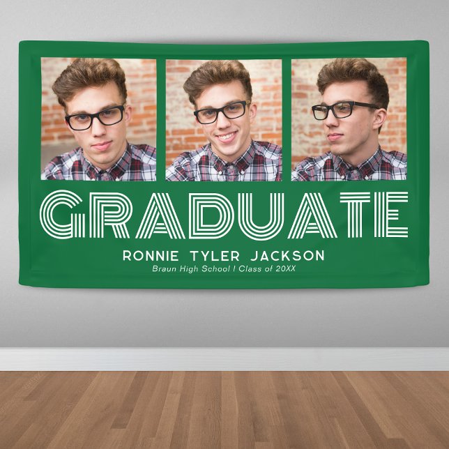 Bold Green 3 Graduate Photo Graduation Banner (Creator Uploaded)