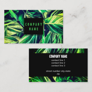 Bold Green And Black On Leaves Nature Art  Business Card