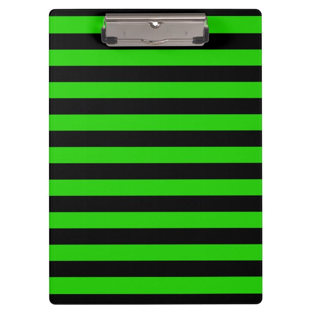 Bold Green and Black Stripes Pattern Clipboard (Front)