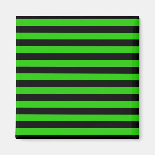 Bold Green and Black Stripes Pattern Magnet (Front)