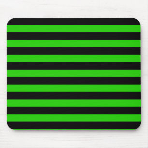 Bold Green and Black Stripes Pattern Mouse Mat