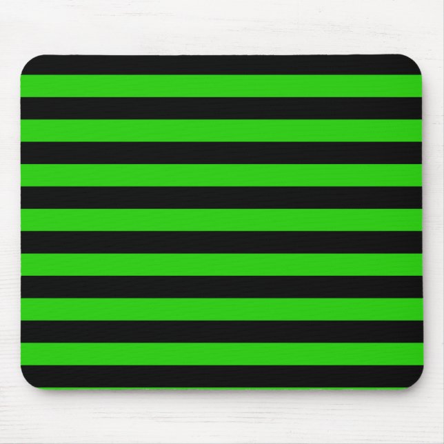 Bold Green and Black Stripes Pattern Mouse Mat (Front)