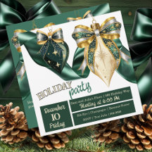 Bold Green and Gold Holiday Baubles with Ribbon