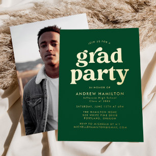 Bold Green and Gold Photo Graduation Party