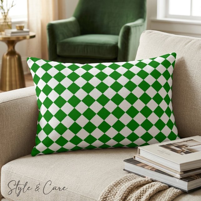 Bold Green and White Chevron Pattern 12" x 16" Decorative Cushion (Bold Green and White Chevron Pattern 12 x 16 Accent Pillow)
