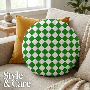 Bold Green and White Chevron Pattern 16" Round Cushion