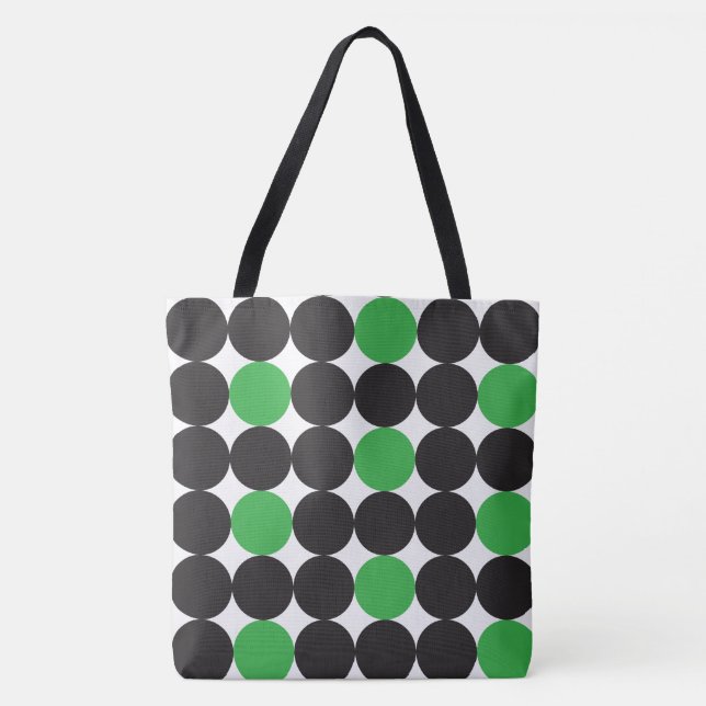 Bold Green Black Dots Geometric Pattern Tote Bag (Front)