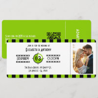 Bold Green, Black & White Cinema Ticket Wedding