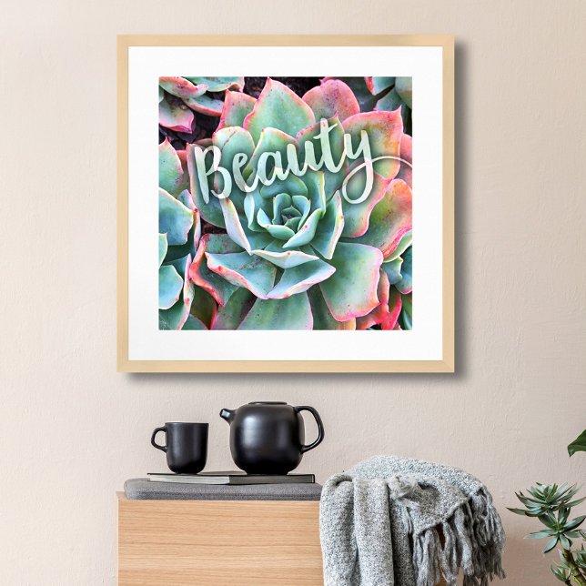 Bold Green Cactus Succulent Photo Beauty Script Poster (Creator Uploaded)