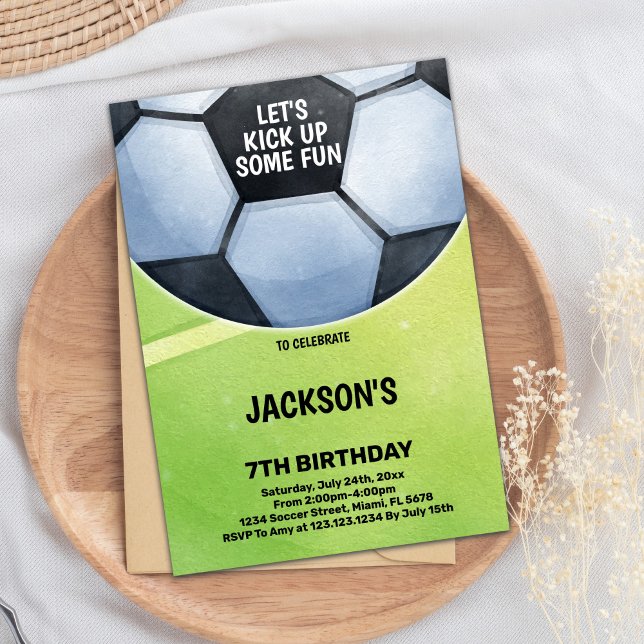 Bold Green Field Sports Party Theme Invitation (Soccer Birthday Invitations)