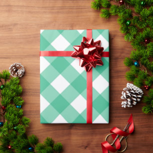 Bold Green Gingham Check Plaid Wrapping Paper