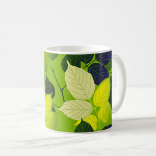 Bold Green Leaves Botanical Design Coffee Mug
