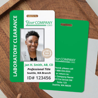 Bold Green Logo Entry Employee Photo ID ID Badge