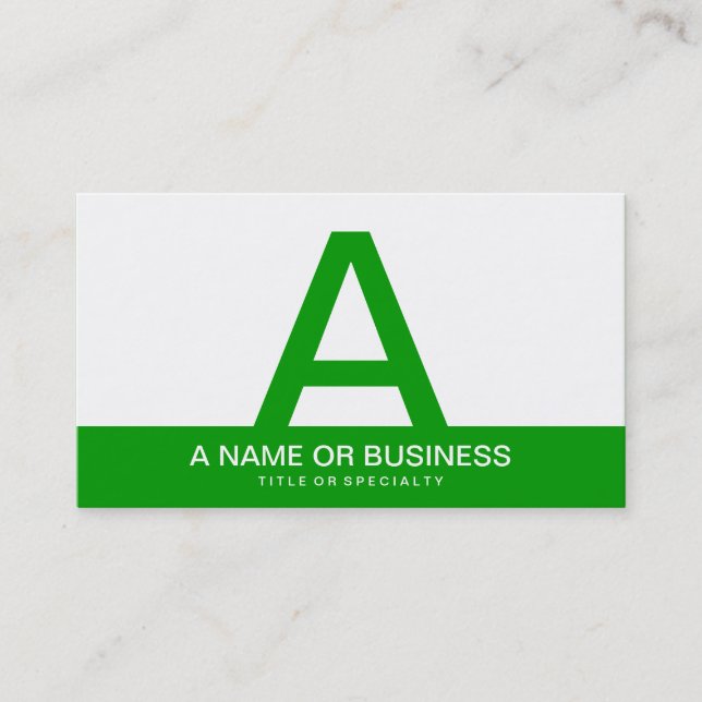 bold GREEN monogram Business Card (Front)