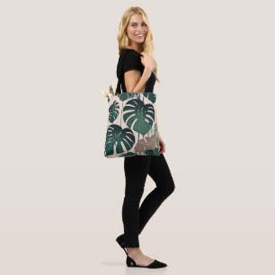Bold Green Monstera Leaves Tropical Jungle  Tote Bag