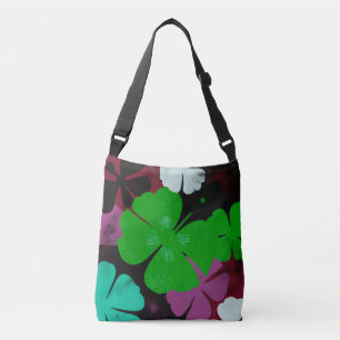 Bold Green & Purple Floral Art Tote