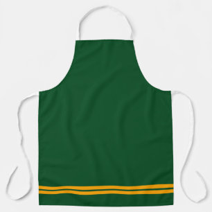 Bold Green Twin Golden Yellow Hem Racing Stripes Apron