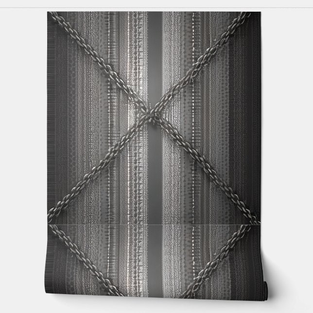 Bold Grey stripe with cross chains Wallpaper (Unrolling)