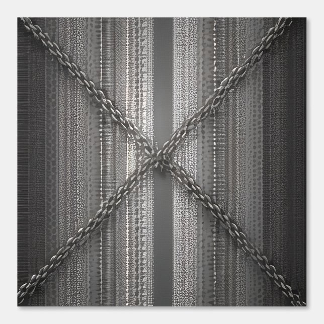 Bold Grey stripe with cross chains Wallpaper (Front)