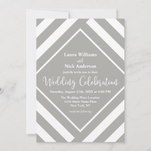 Bold Grey Stripes Modern Wedding Invitation